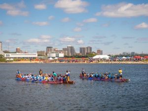 Dragon boats on the water